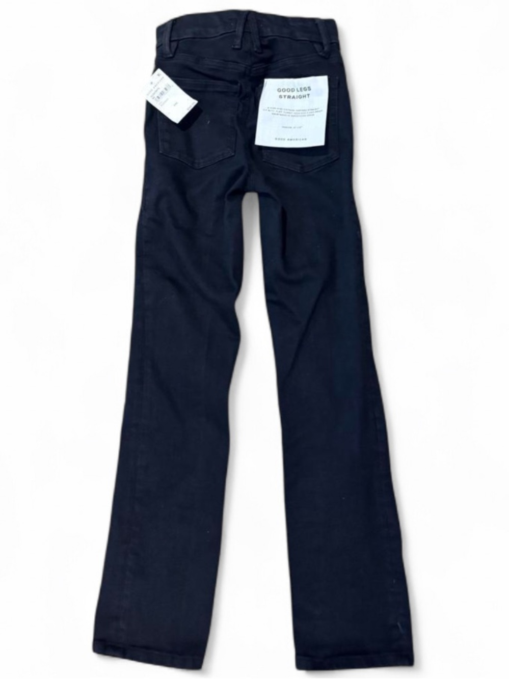 NWT Good American Good Legs Straight Jeans Black XS High Rise Stretch Denim - Picture 5 of 7